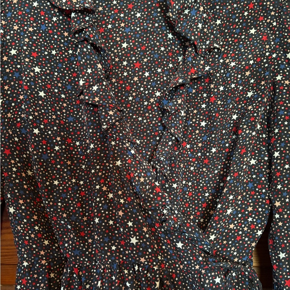 Madewell Multicolor Star Ruffle Wrap Blouse